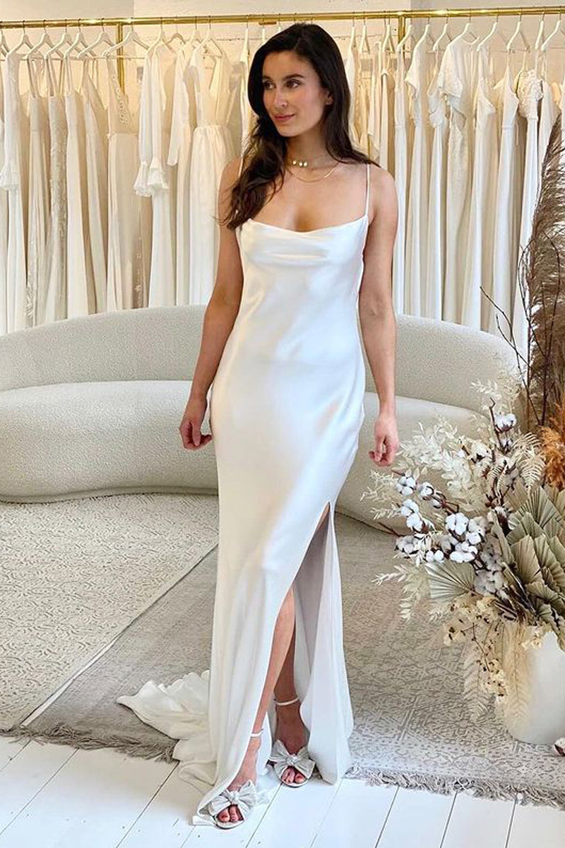 Charming Mermaid Scoop Neck Silk Satin Wedding Dresses VK0731101-1