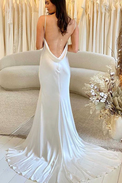 Charming Mermaid Scoop Neck Silk Satin Wedding Dresses VK0731101-2