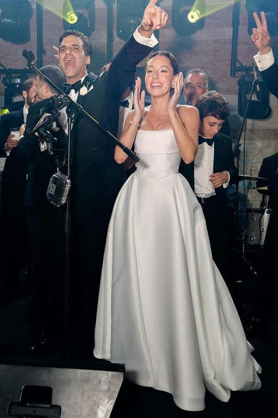 Charming Strapless Satin A-Line Wedding Dresses VK24031401
