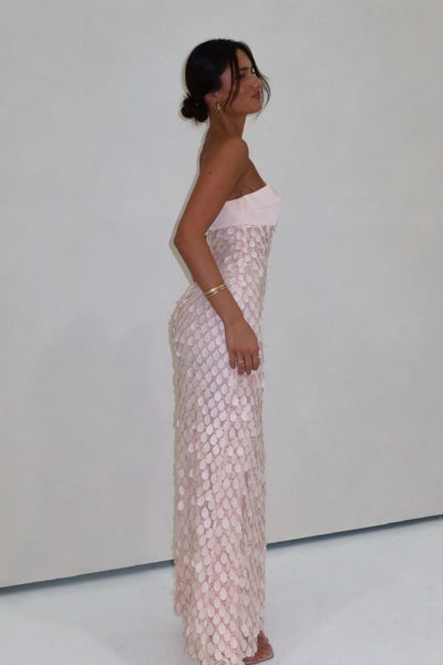 Chic Light Blue Strapless Long Prom Dress with Sweetheart Neckline