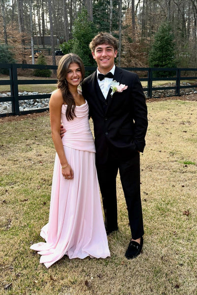 Cowl Neck Blush Pink Long Dress with Scarf