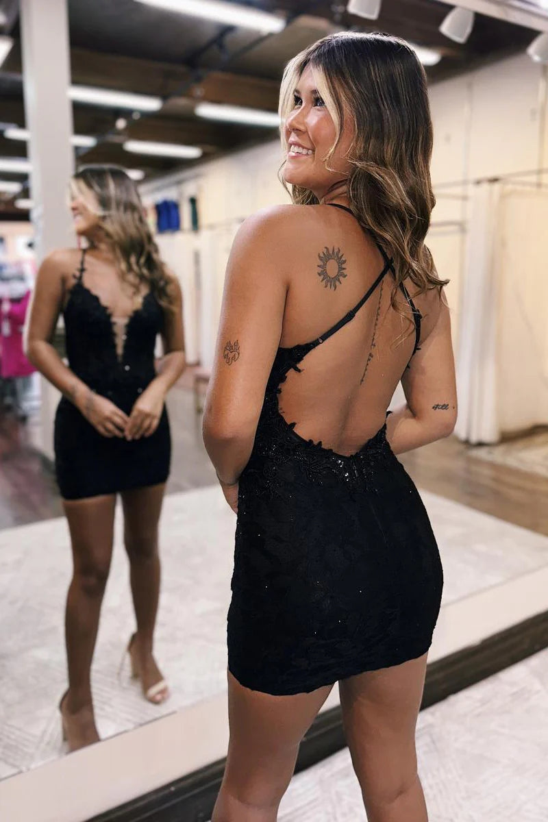 Short tight black homecoming dresses online