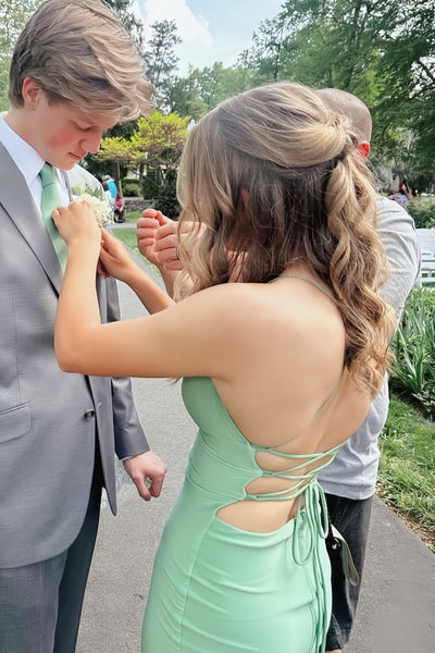V-neck Light Green Mermaid Prom Dress Evening Dresses
