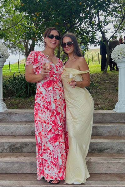 Fuchsia Fitted Soft Satin Fitted Maxi Dress