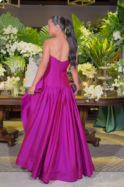 Yellow Strapless A-Line Ruffles and Bow Prom Dress