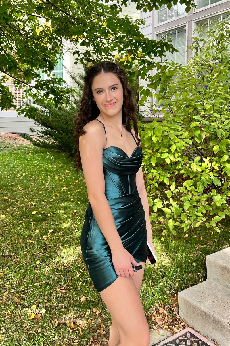 Dark Green Sweetheart Bodycon Short Homecoming Dresses VK24062103-1