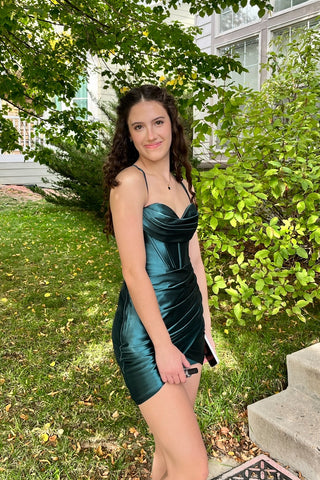 Dark Green Sweetheart Bodycon Short Homecoming Dresses VK24062103-1