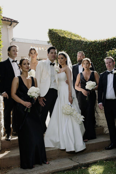 Elegant A-Line Strapless Satin Wedding Dress with Slit VK24052303-2