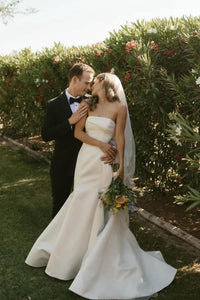 Elegant Mermaid Strapless Satin Wedding Dresses VK24051601