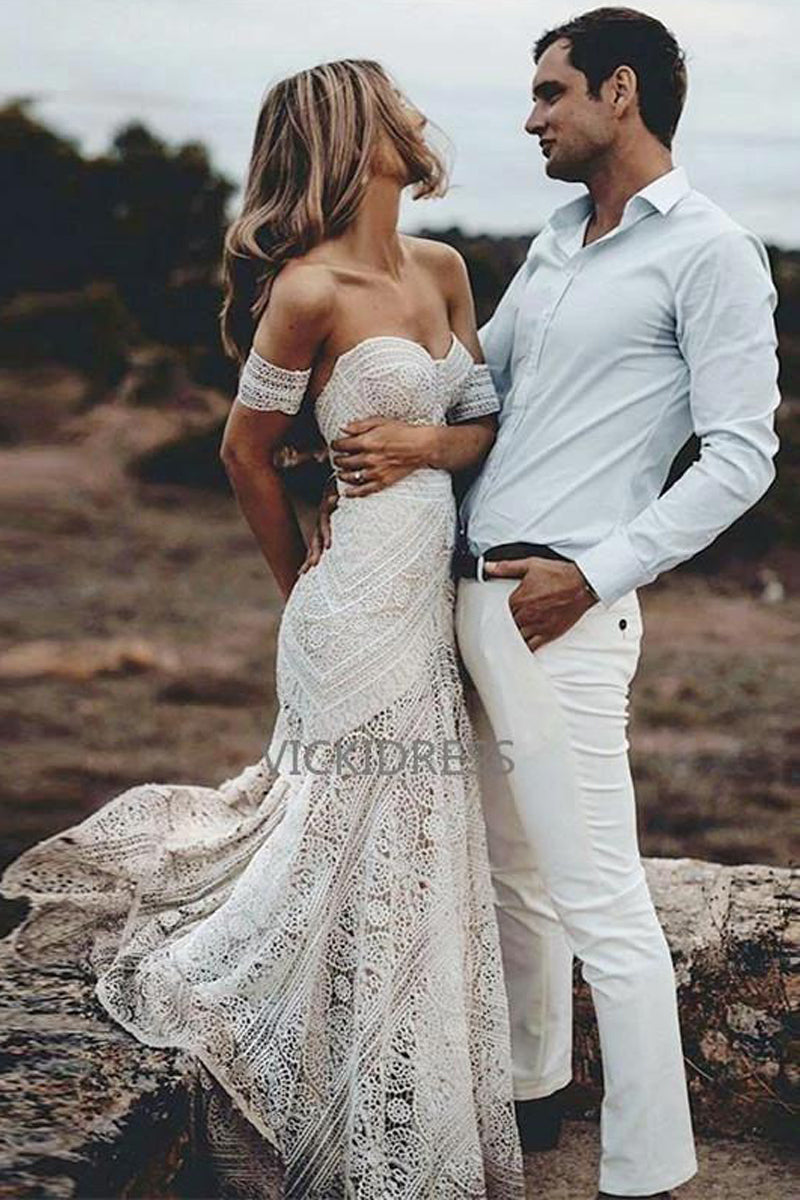 Fashionable Mermaid Sweetheart Lace Wedding Dresses  VK053002