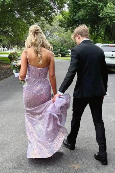 Glitter Spaghetti Straps Empire Mermaid Sweetheart Prom Dress
