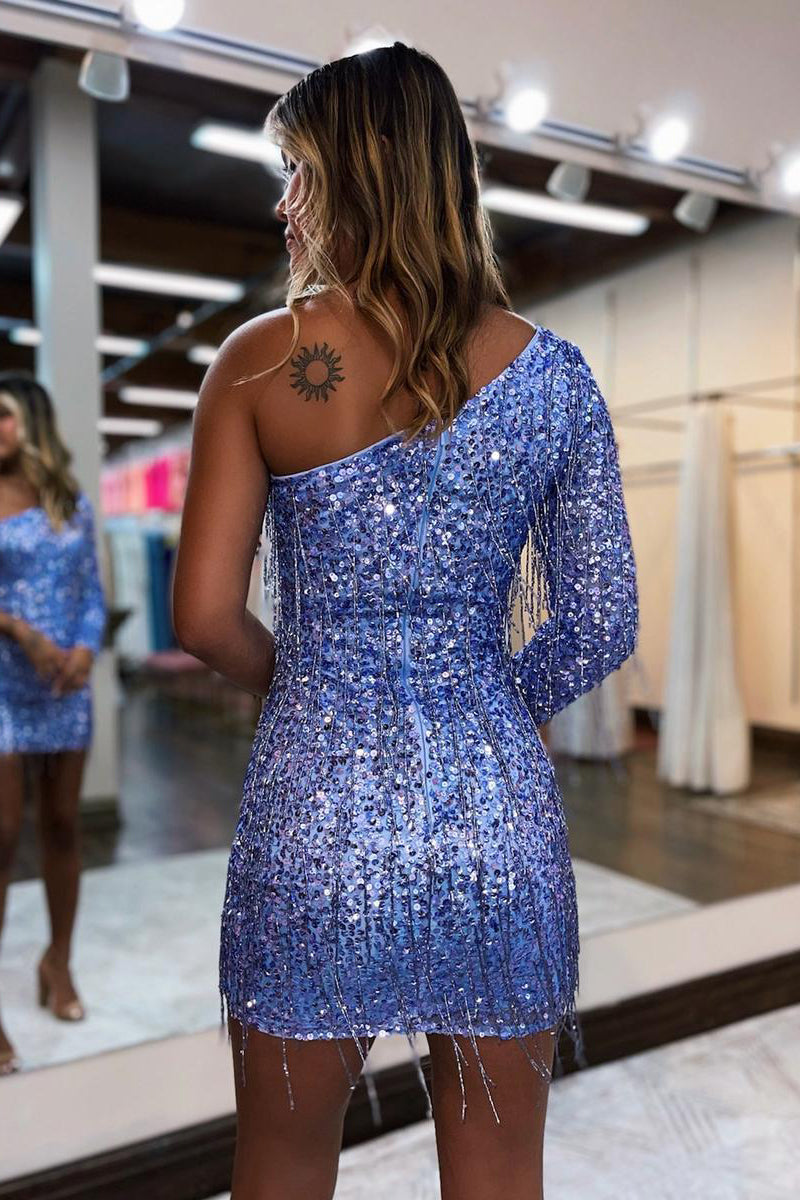 Glitter Lilac Sequins Tight Homecoming Dresses with Fringe VK23070402 Vickidress Glitter Lilac Sequins Tight Homecoming Dresses with Fringe VK23070402 Vickidress