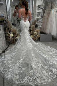 Gorgeous Mermaid Sweetheart Lace Wedding Dresses with Appliques VK073198-2