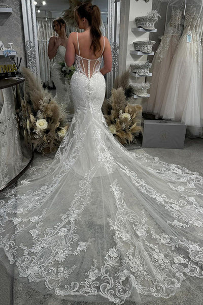 Gorgeous Mermaid Sweetheart Lace Wedding Dresses with Appliques VK073198-2