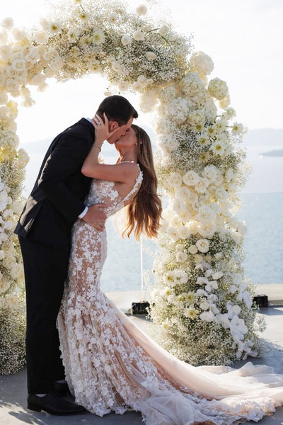 Gorgeous Mermaid Sweetheart See Through Lace Wedding Dresses with 3D Appliques VK23081905-2