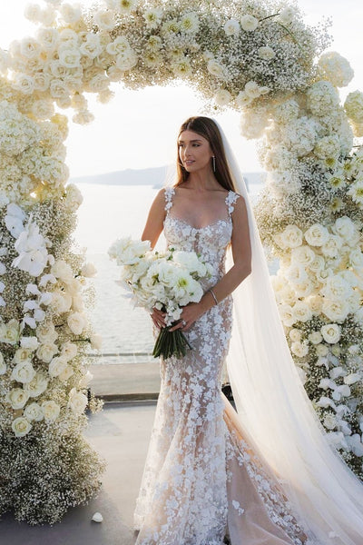 Gorgeous Mermaid Sweetheart See Through Lace Wedding Dresses with 3D Appliques VK23081905-4