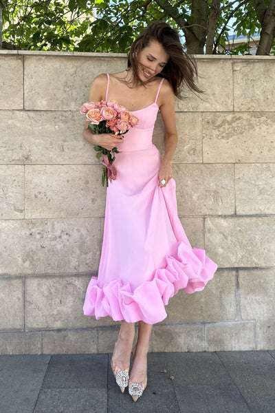 Sleeveless Spaghetti Straps Sleeveeless A-Line Prom Dress