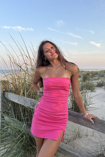 Strapless Red Bodycon Short Dress with Slit