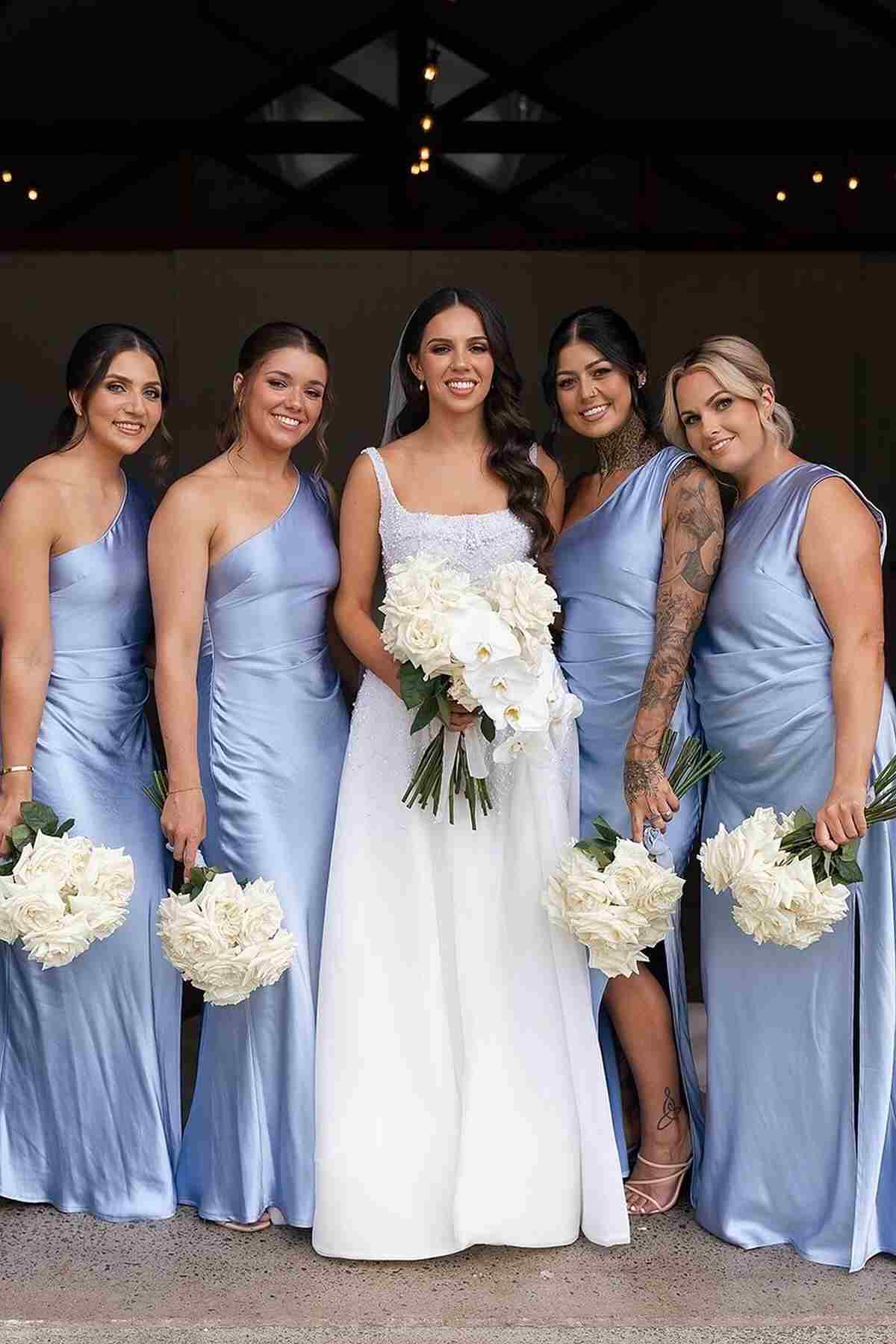 Fashion Sheath One Shoulder Silk Satin Long Bridesmaid Dresses Vickidress Fashion Sheath One Shoulder Silk Satin Long Bridesmaid Dresses Vickidress