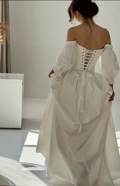 Elegant A Line Off Shoulder Long Wedding Dresses