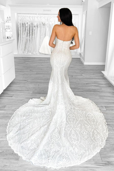 Mermaid Strapless Vintage Lace Wedding Dresses VK24030904
