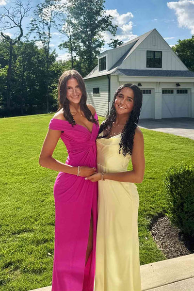 Off the Shoulder Blush Pink Knot Maxi Dress with Slit