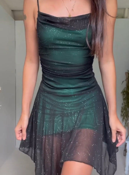 Beauty Homecoming Dress Dark Green Spaghetti Straps Tulle Pleated Cocktail Dress Short Birthday Party Dress