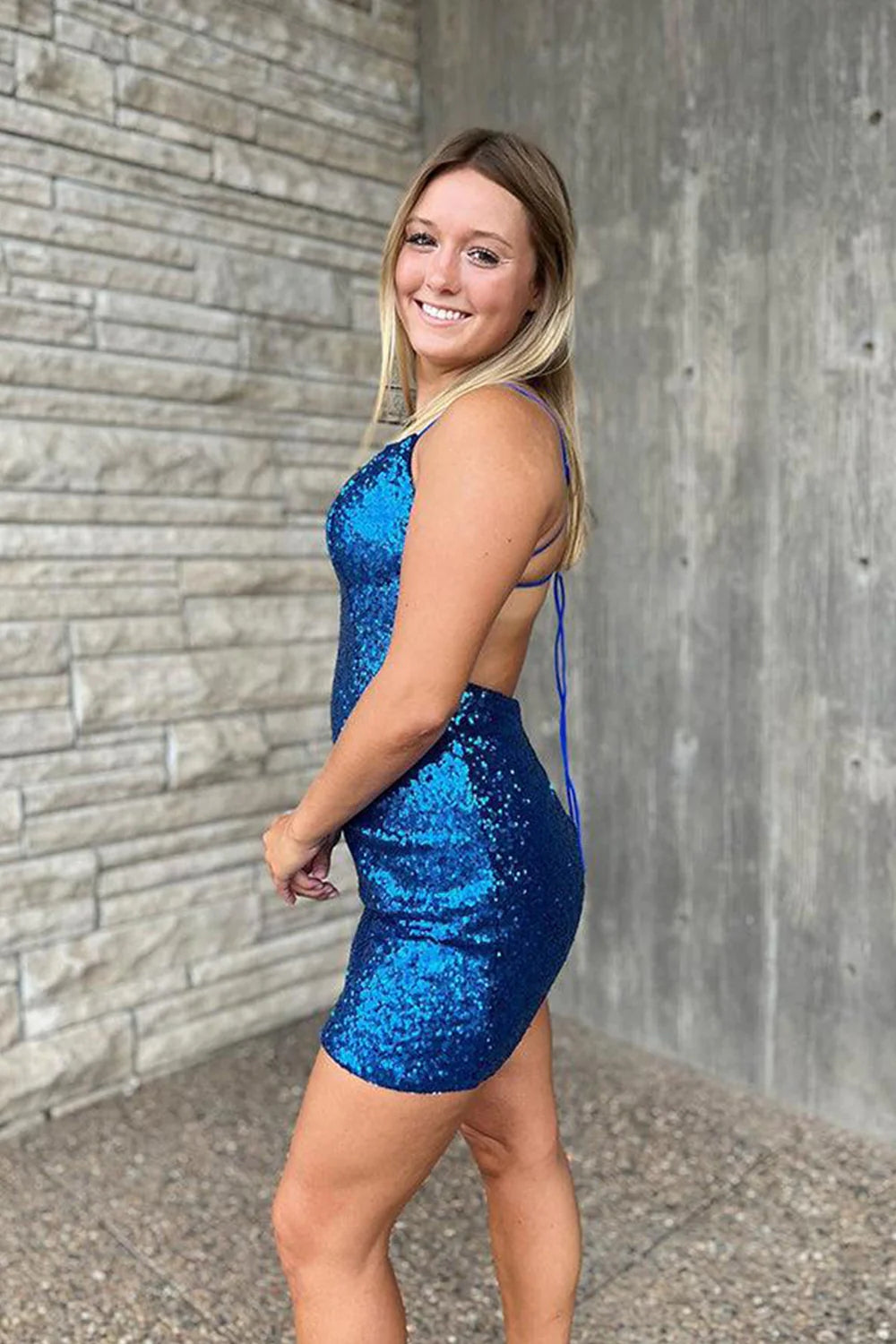 backless homecoming dress Sparkly Sequins Black Mini Dresses, Graduation Dresses, MH640 With ruching and a strappy open back Dark Green Spaghetti Straps Open