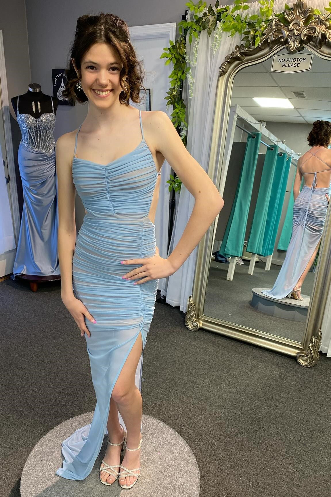 Charming Sheath Sweetheart Ruched Dress with Slit