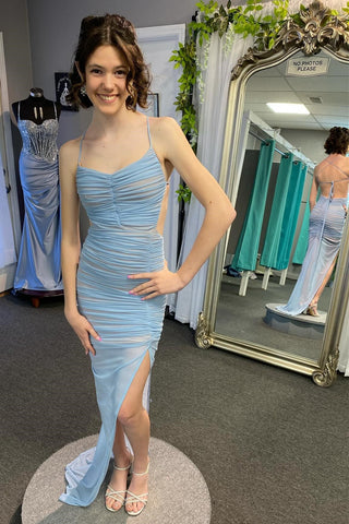 Charming Sheath Sweetheart Ruched Dress with Slit