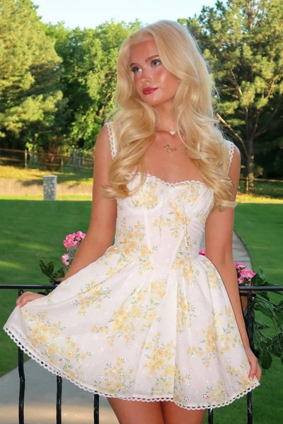 A-Line Print Straps Short Homecoming Dress with Lace VK0683002