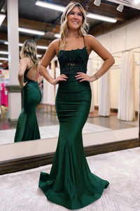 Sparkly Dark Green Beaded Long Prom Dress with Appliques VK23092706