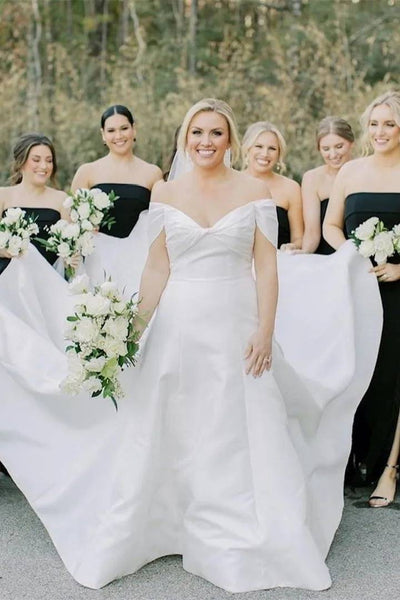 Strapless Black Mermaid Chiffon Bridesmaid Dress