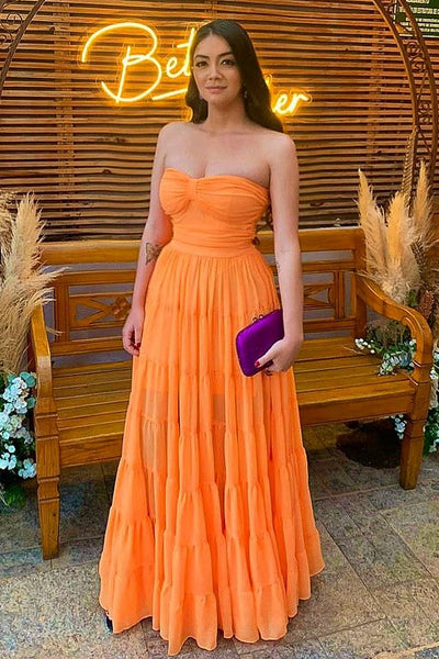 Strapless Emerald Green Ruched A-line Long Dress