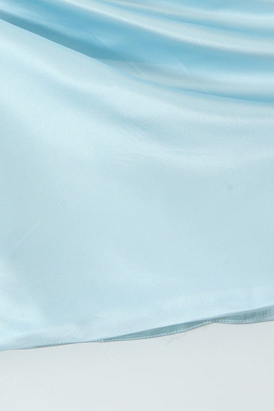 Strapless Light Blue Ruched Tight Short Dress
