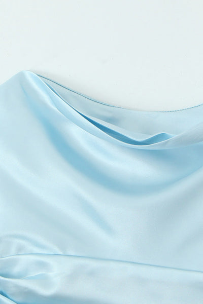 Strapless Light Blue Ruched Tight Short Dress