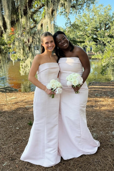 Strapless Light Pink Mermaid Bridesmaid Dress