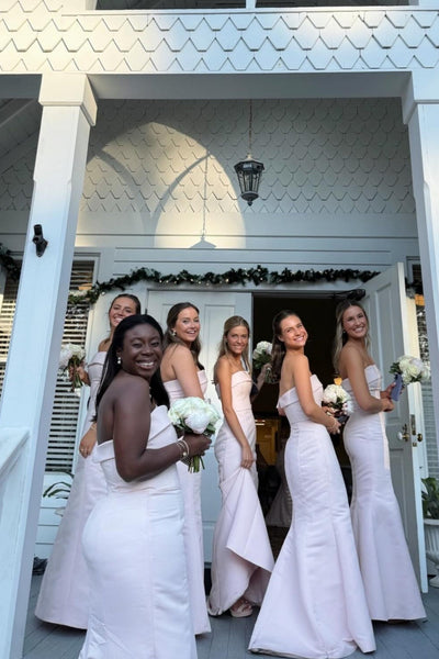 Strapless Light Pink Mermaid Bridesmaid Dress