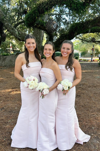 Strapless Light Pink Mermaid Bridesmaid Dress
