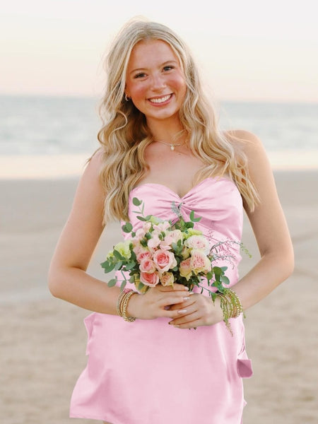 Strapless Aqua Twist Short Dress with Keyhole