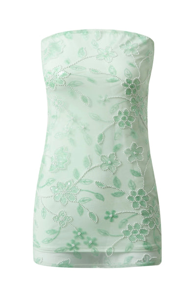 Strapless Blue Sequin Appliques Short Dress