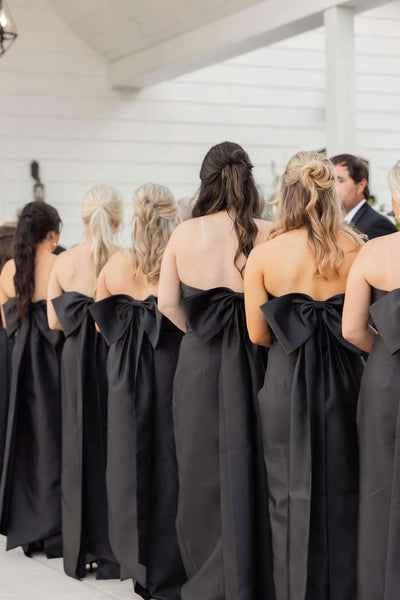 Strapless Pink Back Bow Sheath Bridesmaid Dress