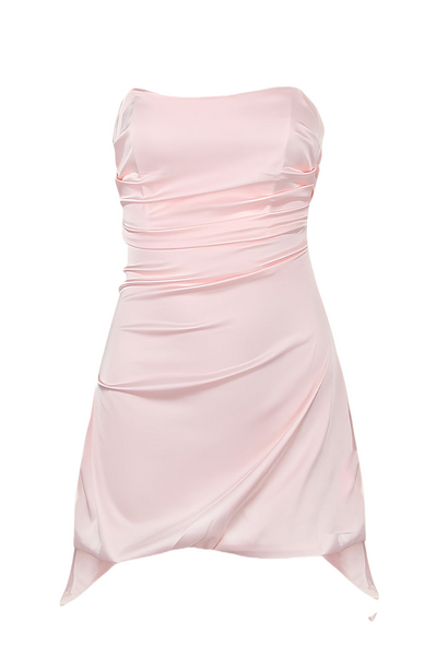 Strapless Aqua Irregular Hem Sheath Short Dress