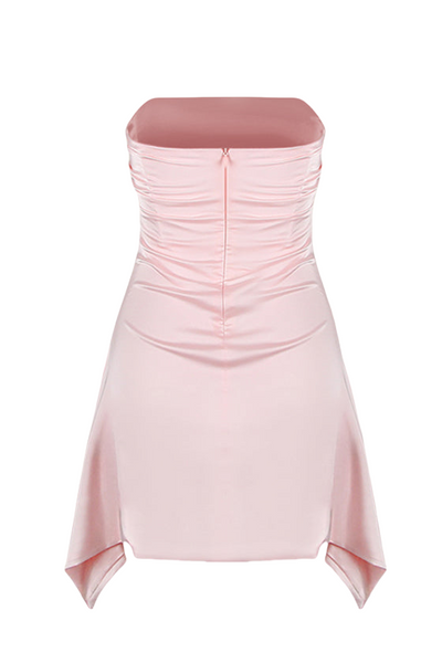 Strapless Aqua Irregular Hem Sheath Short Dress