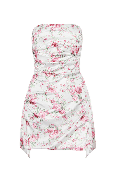 Strapless Aqua Irregular Hem Sheath Short Dress