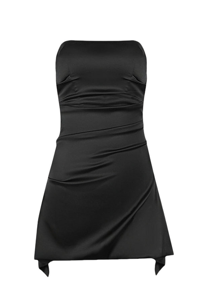 Strapless Aqua Irregular Hem Sheath Short Dress