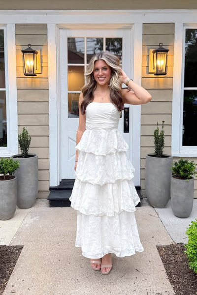 Fairy Sheath Strapless Tiered Long Prom Dress VK25060503