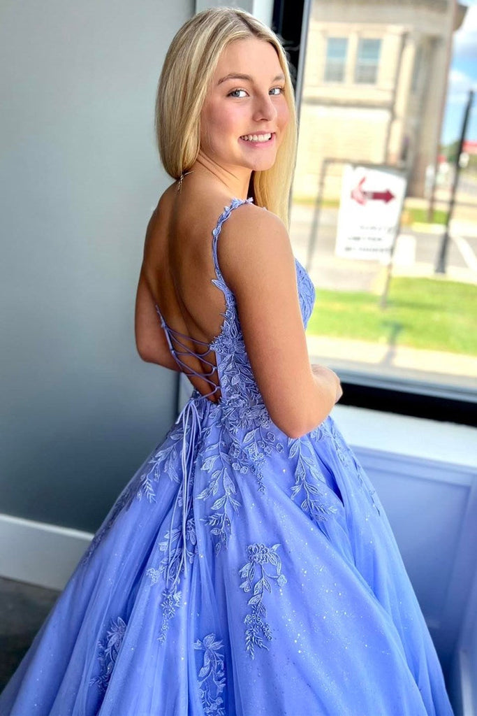 periwinkle purple prom dress Sweetheart Neck Beaded Periwinkle Prom Dresses A Line Pageant Dresses for Junior APD3422