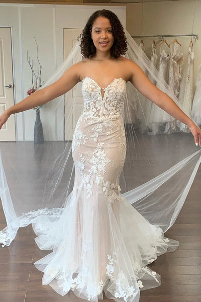 Mermaid Sweetheart Tulle Lace Wedding Dresses VK23082708