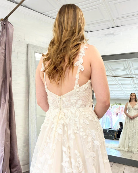 Elegant A Line Beach Tulle Wedding Dresses for Bride Lace Embroidery Wedding Gowns